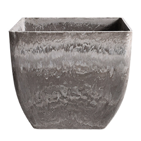 SOGA 27cm Rock Grey Square Resin Plant Flower Pot in Cement Pattern Planter Cachepot for Indoor Home FPOTF2711