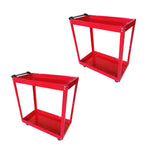 SOGA 2X 2 Tier Tool Storage Cart Portable Service Utility Heavy Duty Mobile Trolley Red TOOLCART605X2