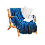 SOGA Royal Blue Diamond Pattern Knitted Throw Blanket Warm Cozy Woven Cover Couch Bed Sofa Home BLANKET902