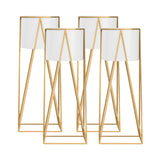 SOGA 4X 50cm Gold Metal Plant Stand with White Flower Pot Holder Corner Shelving Rack Indoor Display FPOTH52WHTX4