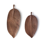 SOGA Set of 2 Walnut Leaf Shape Wooden Tray Food Charcuterie Serving Board Paddle Centerpiece Home WODC212