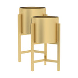 SOGA 2X 45CM Gold Metal Plant Stand with Flower Pot Holder Corner Shelving Rack Indoor Display FPOTH47GLDX2