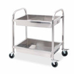 SOGA 2 Tier 75x40x83cm Stainless Steel Kitchen Trolley Bowl Collect Service Food Cart Small FOODCART1203