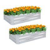 SOGA 2X 120cm Rectangle Galvanised Raised Garden Bed Vegetable Herb Flower Outdoor Planter Box METALBSIL518X2