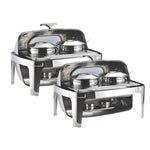 SOGA 2X 6.5L Stainless Steel Double Soup Tureen Bowl Station Roll Top Buffet Chafing Dish Catering CHAFINGDISHV4A2X2