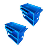 SOGA 2X 3 Tier Tool Storage Cart Portable Service Utility Heavy Duty Mobile Trolley Blue TOOLCART601X2