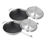 SOGA 2X 18/10 Stainless Steel Fry Pan 34cm Frying Pan Top Grade Textured Non Stick Interior Skillet TRIFPS34X2