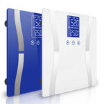 SOGA 2X Glass LCD Digital Body Fat Scale Bathroom Electronic Gym Water Weighing Scales Blue/White BODYFATSCALEBLU-WHT