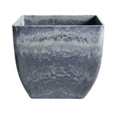 SOGA 27cm Weathered Grey Square Resin Plant Flower Pot in Cement Pattern Planter Cachepot for Indoor FPOTF2724