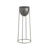 SOGA 50cm Round Wire Metal Flower Pot Stand with Black Flowerpot Holder Rack Display FPOTH52ROUNDBLK