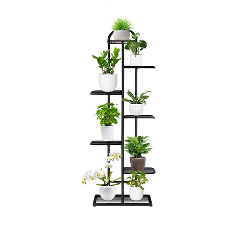 SOGA 7 Tier 8 Pots Black Metal Plant Stand Flowerpot Display Shelf Rack Indoor Home Office Decor FPOTH05