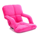 SOGA Foldable Lounge Cushion Adjustable Floor Lazy Recliner Chair with Armrest Pink LOUNGEKIDPINK