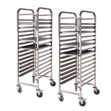 SOGA 2X Gastronorm Trolley 16 Tier Stainless Steel Cake Bakery Trolley Suits 60*40cm Tray GASTRONORMRACKINGTROLLEY310X2