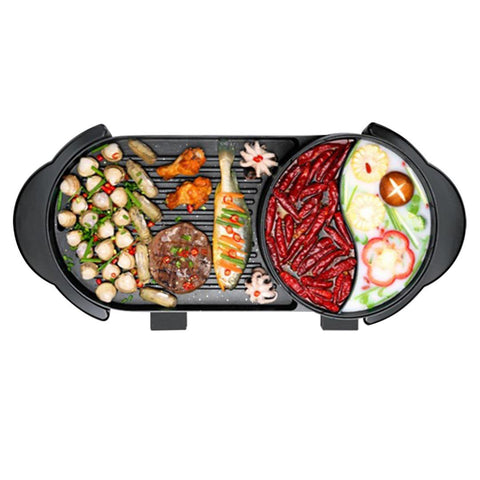 SOGA 2 in 1 Electric Non-Stick BBQ Teppanyaki Grill Plate Steamboat Hotpot 2-8 Person STEAMBOATHOTPOTANDGRILLYUANYANG