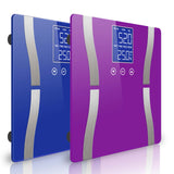 SOGA 2X Glass LCD Digital Body Fat Scale Bathroom Electronic Gym Water Weighing Scales Blue/Purple BODYFATSCALEBLU-PUR