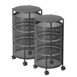 SOGA 2X 3 Tier Steel Round Rotating Kitchen Cart Multi-Functional Shelves Portable Storage Organizer KITCHENXY015X2