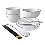 SOGA White Japanese Style Ceramic Dinnerware Crockery Soup Bowl Plate Server Kitchen Home Decor Set BOWLG005