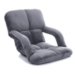 SOGA Foldable Lounge Cushion Adjustable Floor Lazy Recliner Chair with Armrest Grey LOUNGEKIDGREY