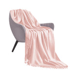 SOGA Pink Acrylic Knitted Throw Blanket Solid Fringed Warm Cozy Woven Cover Couch Bed Sofa Home BLANKET915