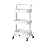 SOGA 3 Tier Steel White Movable Kitchen Cart Multi-Functional Shelves Portable Storage Organizer KITCHENXY005