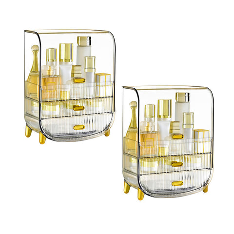 SOGA 2X 3 Tier Transparent Multifunctional Countertop Cosmetic Storage Makeup Perfume Skincare BATHC125X2