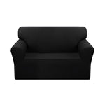 SOGA 2-Seater Black Sofa Cover Couch Protector High Stretch Lounge Slipcover Home Decor SOFACOV202