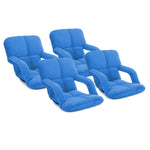 SOGA 4X Foldable Lounge Cushion Adjustable Floor Lazy Recliner Chair with Armrest Blue LOUNGEKIDBLUEX4