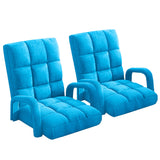 SOGA 2X Foldable Lounge Cushion Adjustable Floor Lazy Recliner Chair with Armrest Blue LOUNGEARMBLUEX2