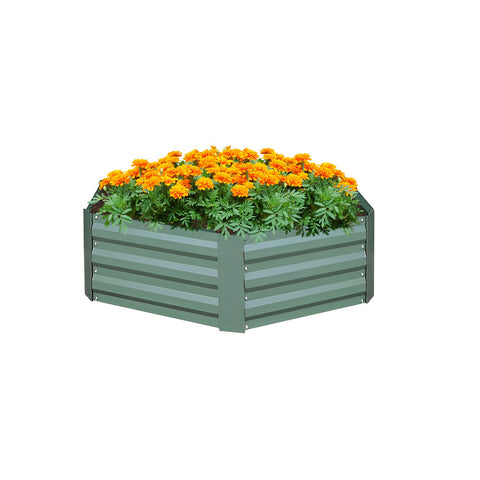 SOGA 60cm Hexagon Shape Galvanised Raised Garden Bed Vegetable Herb Flower Outdoor Planter Box METALBGRE520