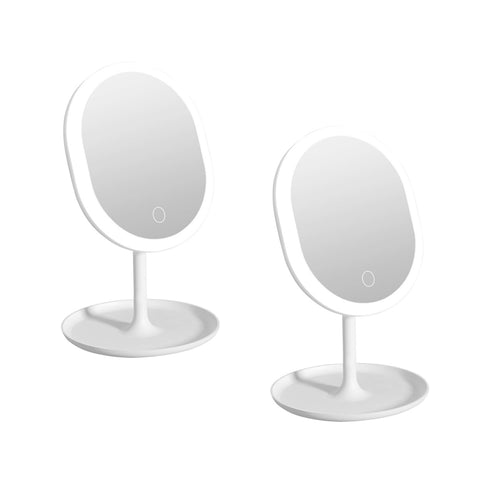 SOGA 2X 20cm White Rechargeable LED Light Makeup Mirror Tabletop Vanity Home Decor BATHG531X2
