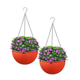 SOGA 2X Red Medium Hanging Resin Flower Pot Self Watering Basket Planter Outdoor Garden Decor HANGPOT12REDX2