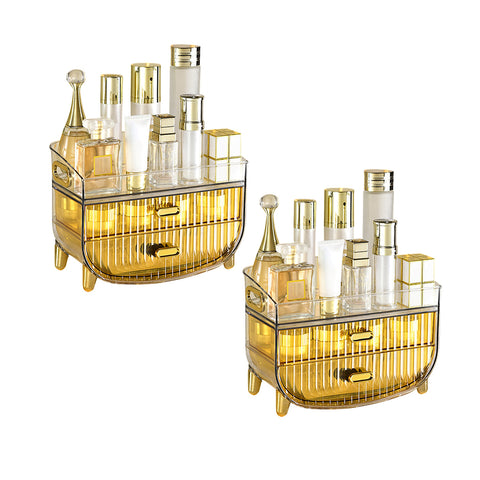 SOGA 2X 3 Tier Golden Yellow Multifunctional Countertop Cosmetic Storage Makeup Skincare Holder BATHC124X2