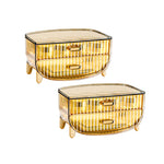 SOGA 2X 2 Tier Golden Yellow Multifunctional Countertop Cosmetic Storage Makeup Skincare Holder BATHC122X2