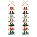 SOGA 2X 7 Tier Bunny Ears Shape Gold Plated Metal Shoe Organizer Space Saving Portable Footwear FPOTXJ0991X2