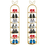 SOGA 2X 7 Tier Bunny Ears Shape Gold Plated Metal Shoe Organizer Space Saving Portable Footwear FPOTXJ0991X2