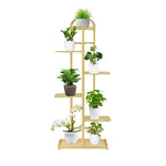 SOGA 6 Tier 7 Pots Gold Metal Plant Stand Flowerpot Display Shelf Rack Indoor Home Office Decor FPOTH14