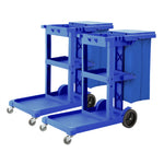 SOGA 2X 3 Tier Multifunction Janitor Cleaning Waste Cart Trolley and Waterproof Bag with Lid Blue FOODCART033GBLUEX2