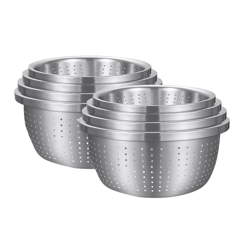 SOGA 2X Stainless Steel Nesting Basin Colander Perforated Kitchen Sink Washing Bowl Metal Basket BOWL615X2