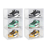 SOGA 2X 3 Tier Transparent Portable Shoe Organiser Sneaker Footwear Folding Plastic Bin Stackable SHOEA9003WHTX2