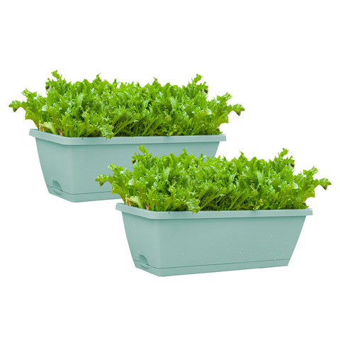 SOGA 49.5cm Green Rectangular Planter Vegetable Herb Flower Outdoor Plastic Box with Holder Balcony PLANTBOX2Y