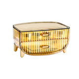 SOGA 2 Tier Golden Yellow Multifunctional Countertop Cosmetic Storage Makeup Skincare Holder Jewelry BATHC122