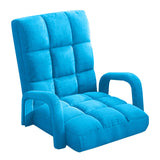 SOGA Foldable Lounge Cushion Adjustable Floor Lazy Recliner Chair with Armrest Blue LOUNGEARMBLUE