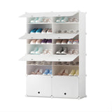 SOGA 7 Tier 2 Column White Shoe Rack Organizer Sneaker Footwear Storage Stackable Stand Cabinet SHOEBOX95