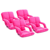 SOGA 4X Foldable Lounge Cushion Adjustable Floor Lazy Recliner Chair with Armrest Pink LOUNGEKIDPINKX4