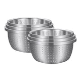 SOGA 2X Stainless Steel Nesting Basin Colander Perforated Kitchen Sink Washing Bowl Metal Basket BOWL609X2