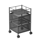 SOGA 2 Tier Steel Square Rotating Kitchen Cart Multi-Functional Shelves Portable Storage Organizer KITCHENXY018