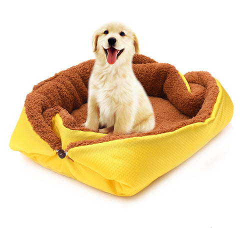 SOGA Yellow Dual-purpose Cushion Nest Cat Dog Bed Warm Plush Kennel Mat Pet Home Travel Essentials CARPETBAG03