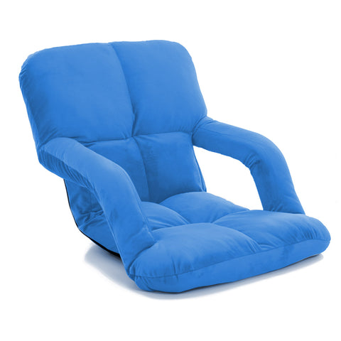 SOGA Foldable Lounge Cushion Adjustable Floor Lazy Recliner Chair with Armrest Blue LOUNGEKIDBLUE