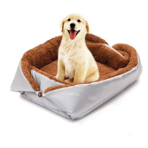 SOGA Silver Dual-purpose Cushion Nest Cat Dog Bed Warm Plush Kennel Mat Pet Home Travel Essentials CARPETBAG04