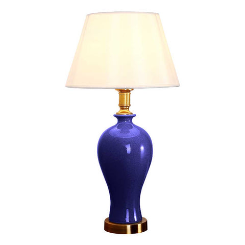 SOGA Blue Ceramic Oval Table Lamp with Gold Metal Base TABLELAMP120BLUE